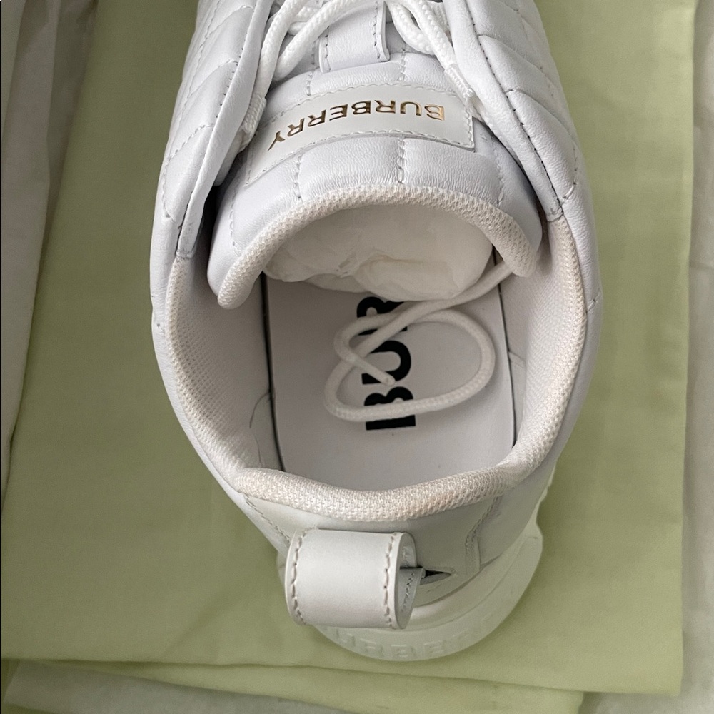 Burberry Leather Quilted White Sneakers - Picture 11 of 17